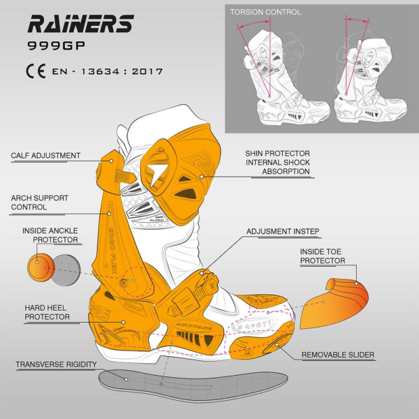 Rainers botas moto racing 999 Negra - Imagen 6