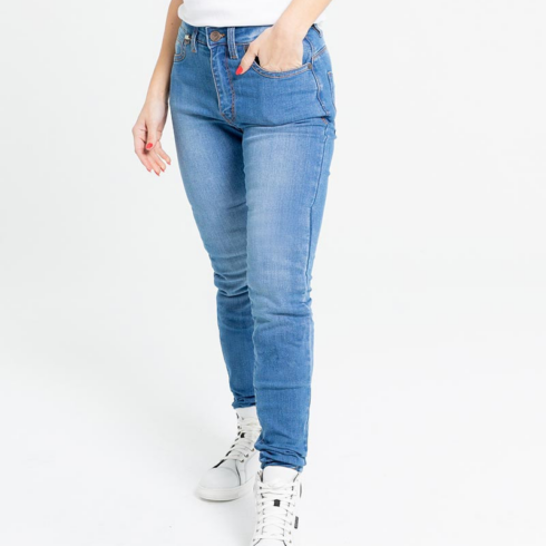By City pantalón vaquero moto mujer Bull azul claro