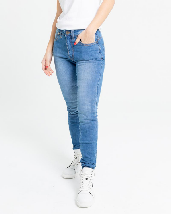 By City pantalón mujer vaquero moto Bull azul claro