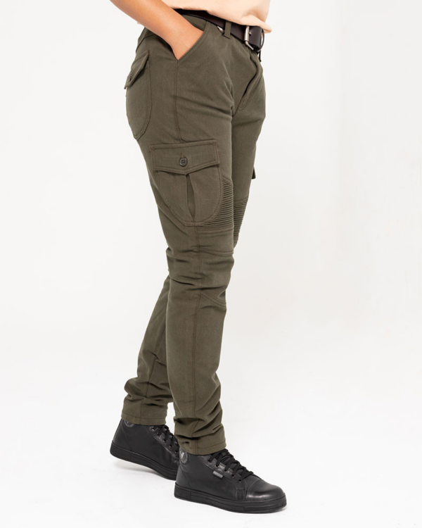 By City pantalón algodón moto mujer Mixed III Slim verde - Imagen 4