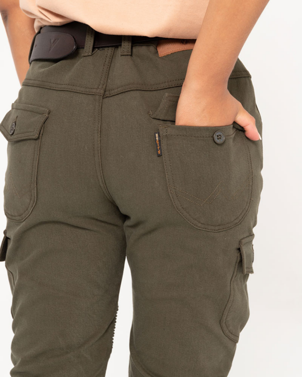 By City pantalón algodón moto mujer Mixed III Slim verde - Imagen 5