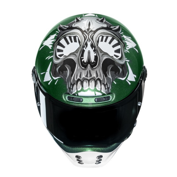 HJC casco moto integral V10 Crania MC4 verde - Imagen 2