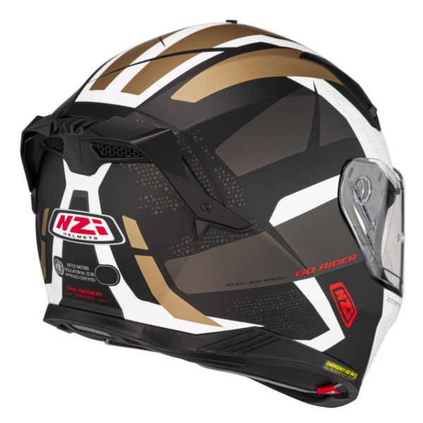 NZI casco moto integral Go Rider Stream Duo Trident blanco oro - Imagen 4