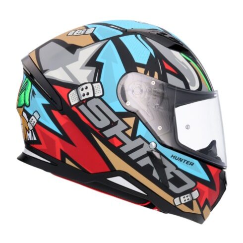 Shiro Casco Moto integral 890 Hunter Raccoon azul mate
